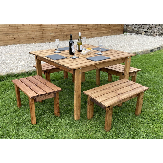 Garden Patio Dining Set by Charles Taylor 4 Bench Stool - Square Table