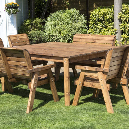 Scandinavian Redwood Garden Patio Dining Set by Charles Taylor - 8 Seats Grey Cushions - Croft Home & Garden