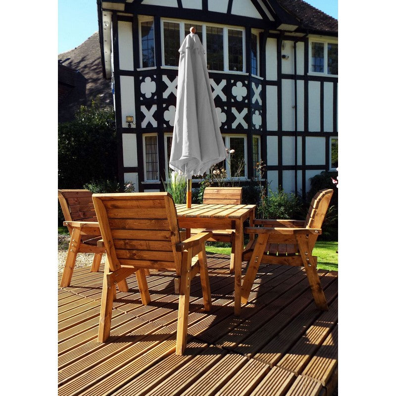 Scandinavian Redwood Garden Patio Dining Set by Charles Taylor - 4 Seats Grey Cushions - Croft Home & Garden