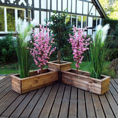 Scandinavian Redwood Garden Corner Planter by Charles Taylor