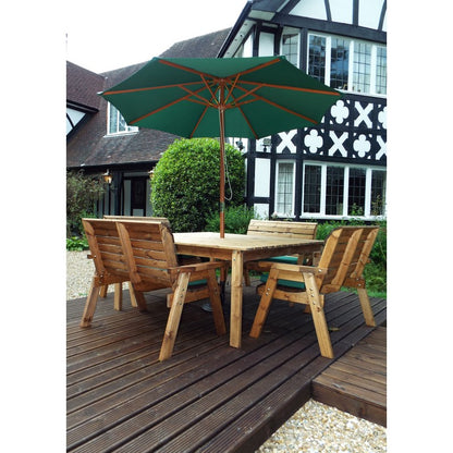 Scandinavian Redwood Garden Patio Dining Set by Charles Taylor - 8 Seats Green Cushions - Croft Home & Garden