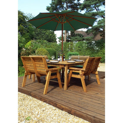 Scandinavian Redwood Garden Patio Dining Set by Charles Taylor - 8 Seats Green Cushions - Croft Home & Garden