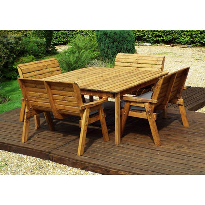 Scandinavian Redwood Garden Patio Dining Set by Charles Taylor - 8 Seats Grey Cushions - Croft Home & Garden