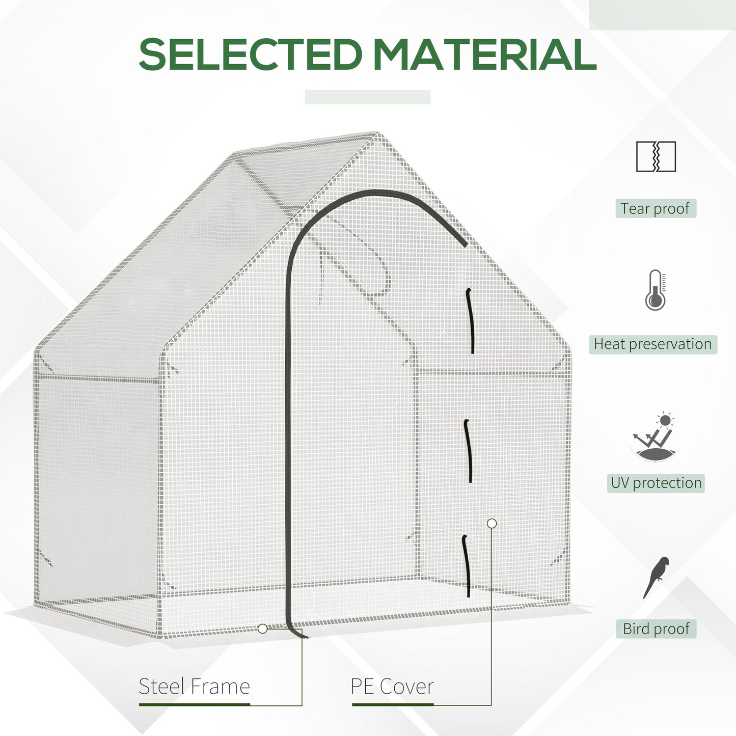 Outsunny Walk-In Portable Greenhouse Mini Grown House With Steel Frame Window Plants