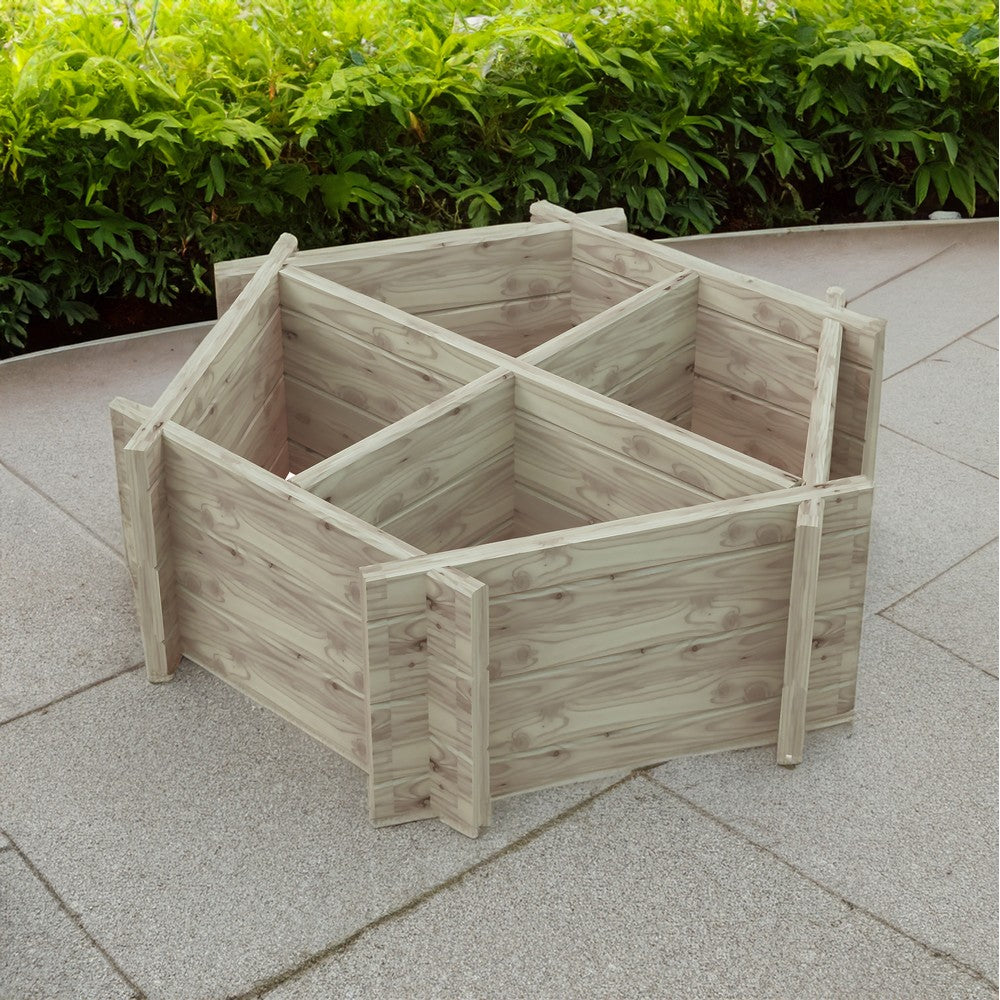 Garden Planter Hexagonal Larch 4 Section Blue Grey by Shire - 1m