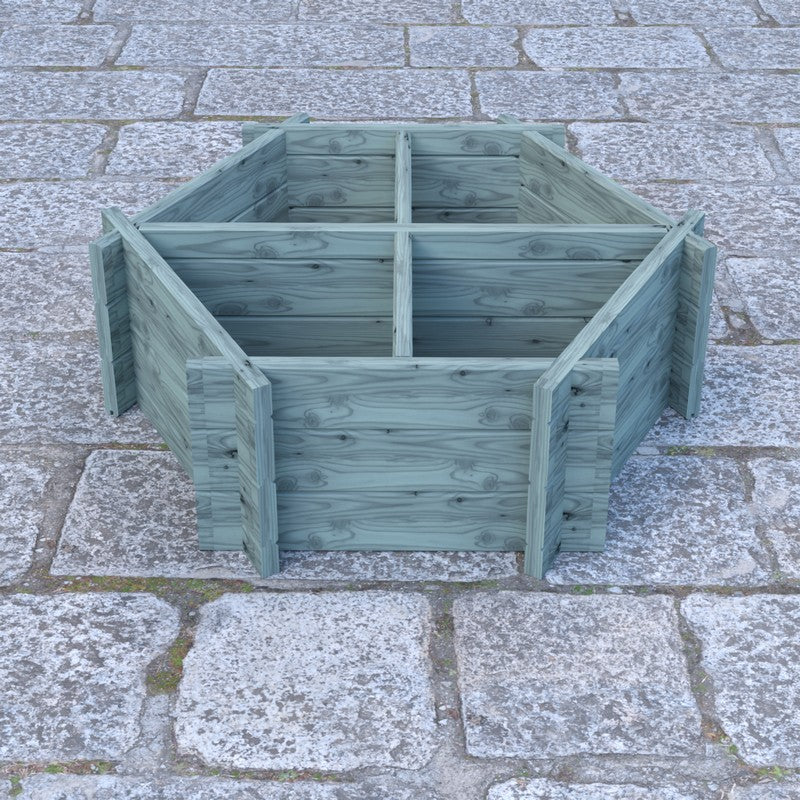 Garden Planter Hexagonal Larch 4 Section Blue Grey by Shire - 1m