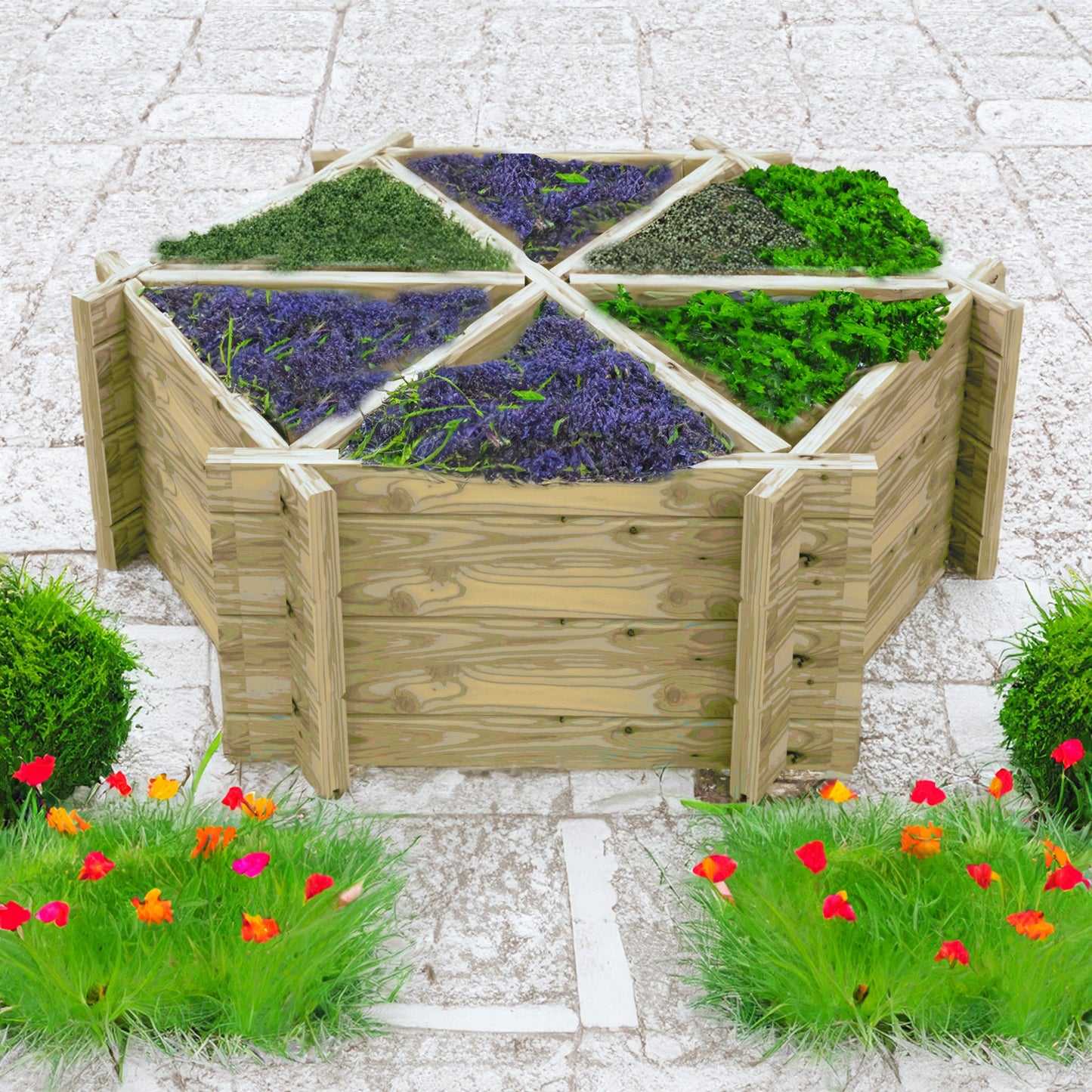 Garden Planter Hexagonal Larch 6 Section Blue Grey by Shire - 1m