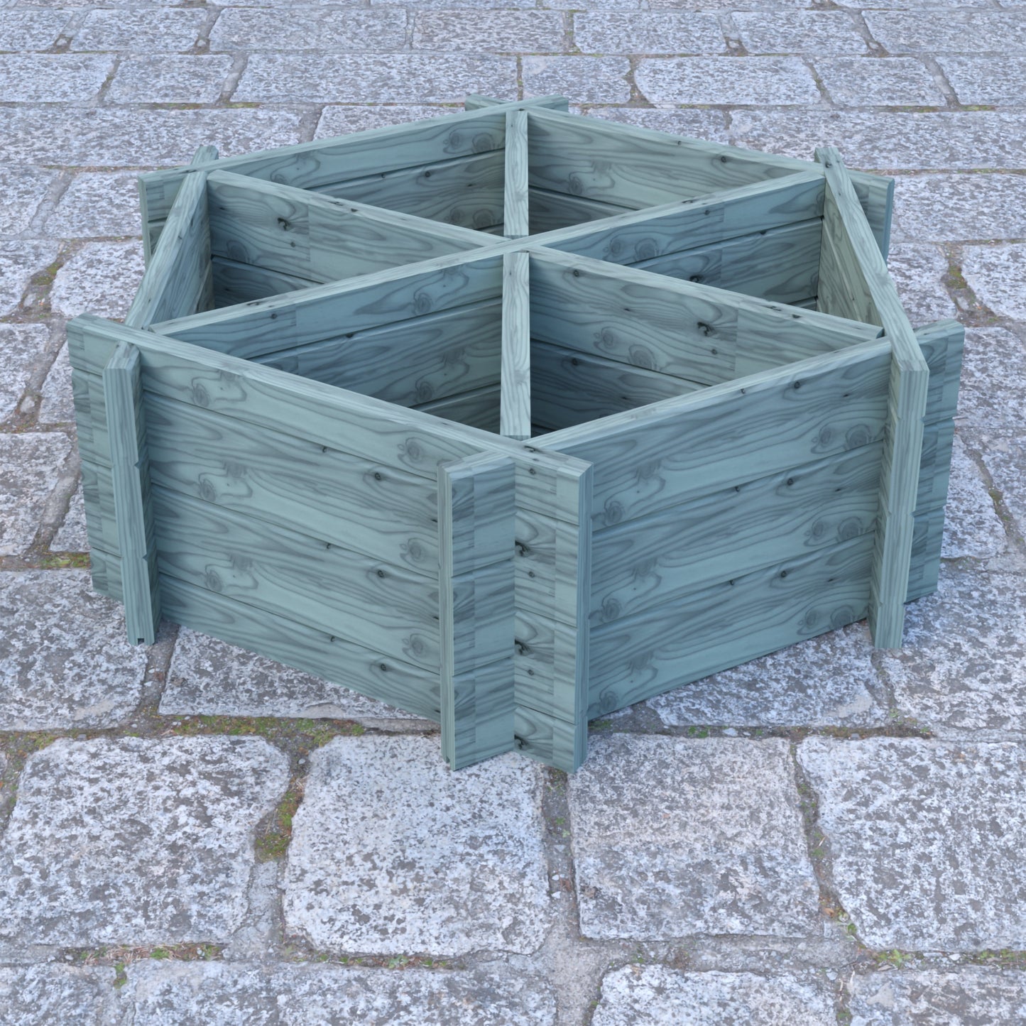 Garden Planter Hexagonal Larch 6 Section Blue Grey by Shire - 1m