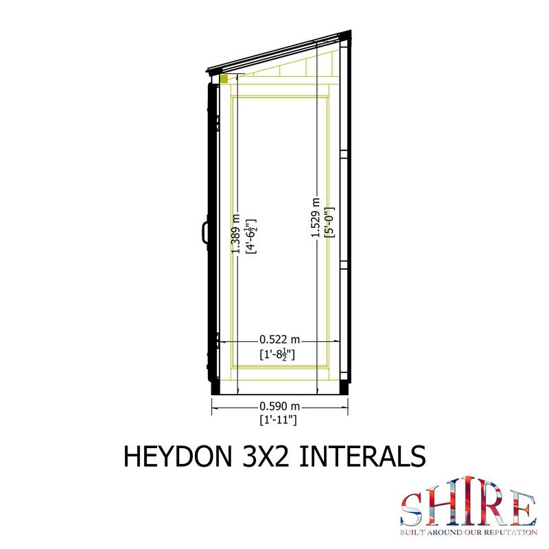 Shire Heydon 1' 11" x 3' 5" Pent Greenhouse - Classic Coated