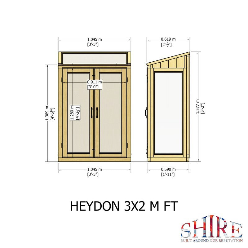 Shire Heydon 1' 11" x 3' 5" Pent Greenhouse - Classic Coated