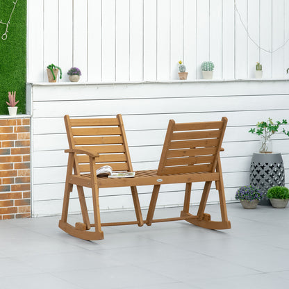 Outsunny Wooden Garden Rocking Bench with Adjustable Backrests