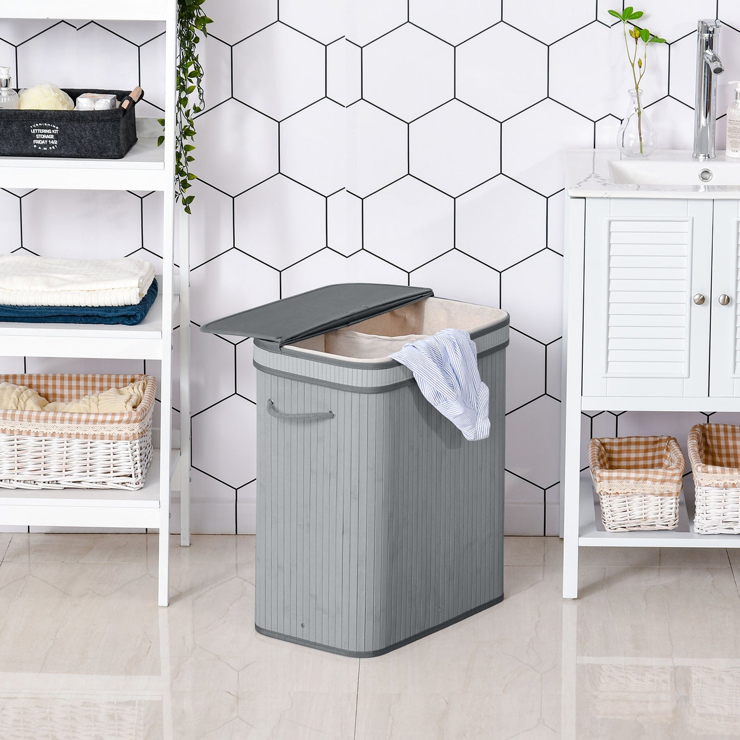 Homcom Wooden Laundry Basket