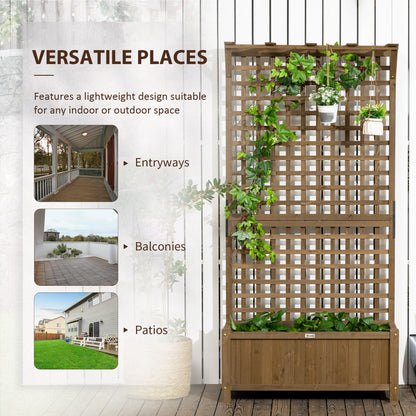 Outsunny Wood Planter with Trellis for Vine Climbing