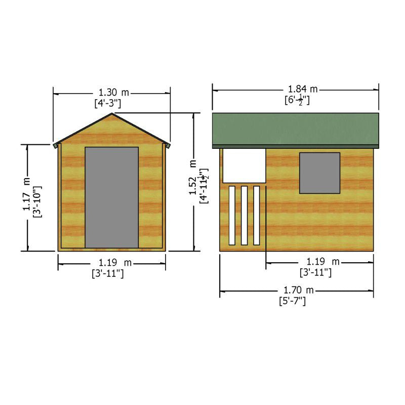 Shire Hide 3' 10" x 3' 10" Apex Children's Playhouse - Premium Dip Treated Shiplap