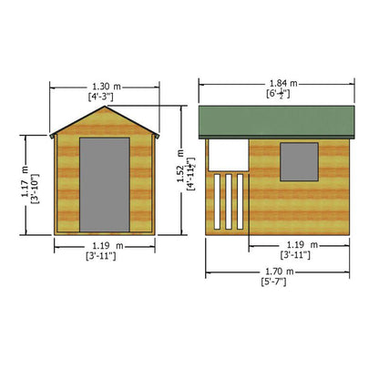 Shire Hide 3' 10" x 3' 10" Apex Children's Playhouse - Premium Dip Treated Shiplap