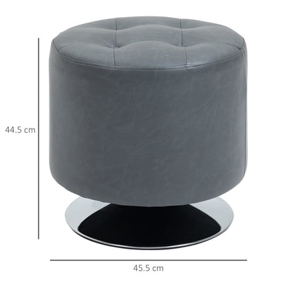 Homcom 360° Swivel Foot Stool Round PU Ottoman with Thick Sponge Padding and Solid Steel Base