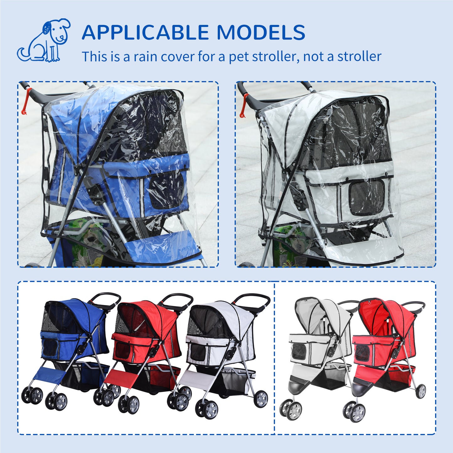 PawHut Dog Stroller Rain Cover