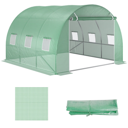 Outsunny 3m x 3m x 2m Greenhouse Replacement Cover ONLY Winter Garden Plant PE Cover for Tunnel Walk-in Greenhouse with Roll-up Windows Door Outdoor