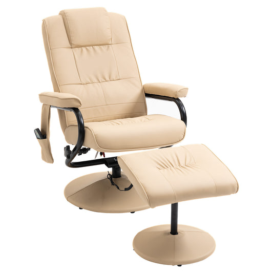 Homcom Manual Sofa Reclining Armchair PU Leather Massage Recliner Chair and Ottoman