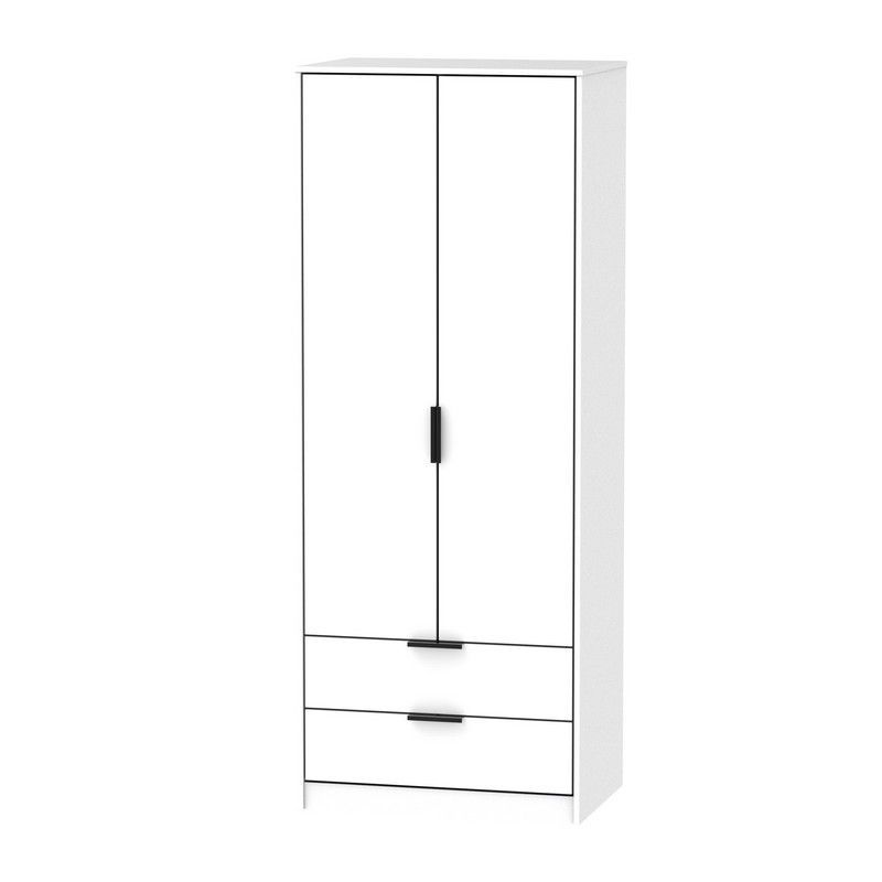 Drayton Tall Wardrobe White 2 Doors 2 Drawers