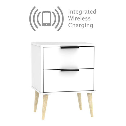 Drayton Wireless Charger Side Table White 2 Drawers