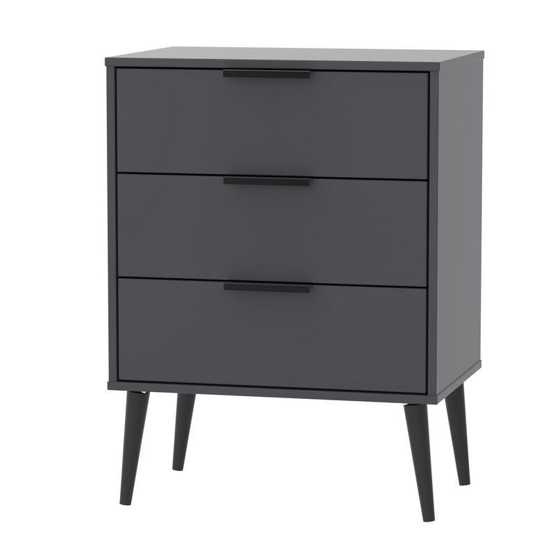 Drayton Midi Chest of Drawers Black 3 Drawers