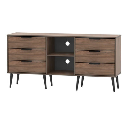 Drayton TV Unit Dark Brown 2 Shelves 6 Drawers