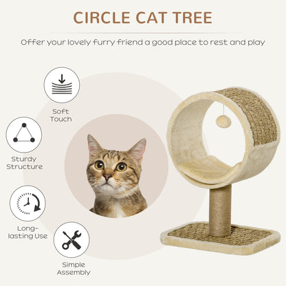 PawHut 56cm Small Cat Tree for Indoor Cats with Scratching Post