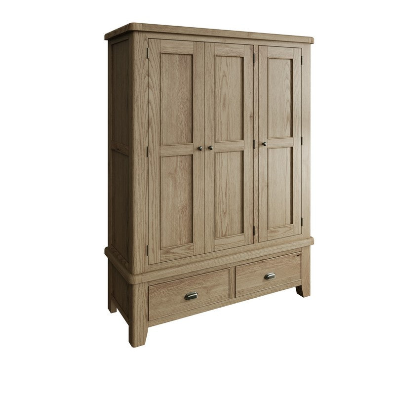 Bondi Tall Wardrobe Oak Natural 3 Doors 2 Drawers