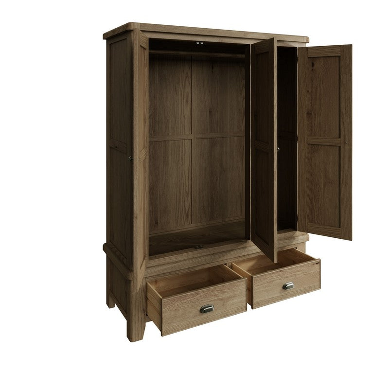 Bondi Tall Wardrobe Oak Natural 3 Doors 2 Drawers