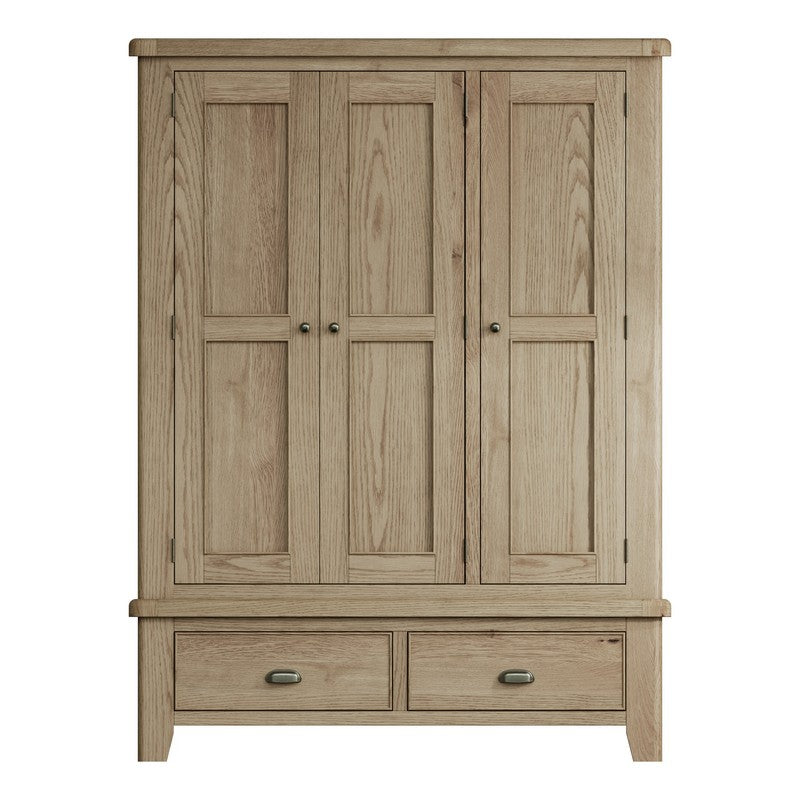 Bondi Tall Wardrobe Oak Natural 3 Doors 2 Drawers