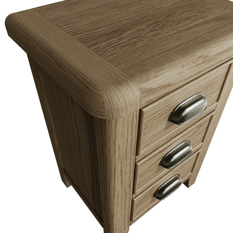 Bondi Bedside Table Oak Natural 3 Drawers