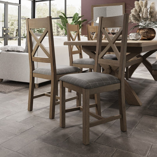 Pair of Bondi Cross Back Dining Chairs Oak Grey