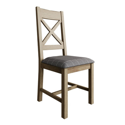 Pair of Bondi Cross Back Dining Chairs Oak Grey