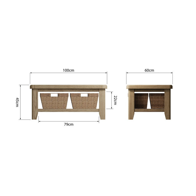 Bondi Coffee Table Oak Natural 1 Shelf