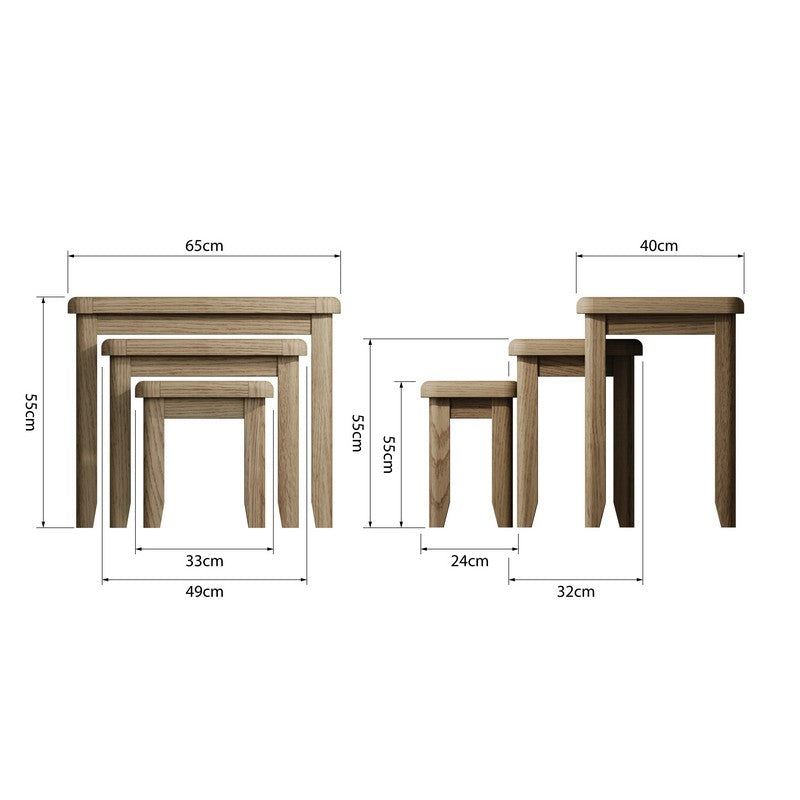 Bondi Nest of 3 Tables Oak Natural