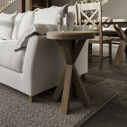 Bondi Circular Side Table Oak Natural