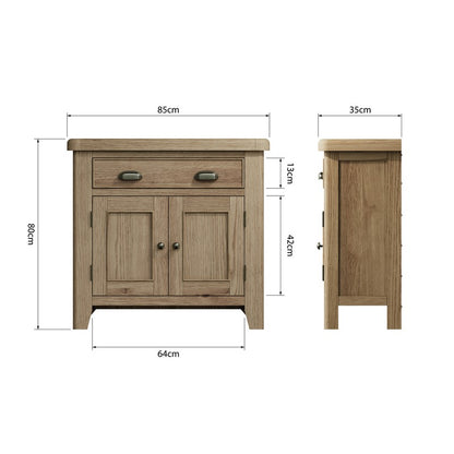 Bondi Sideboard Oak Natural 2 Doors 2 Shelves 1 Drawer