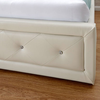 Hollywood Double Ottoman Bed Faux Leather White 5 x 7ft