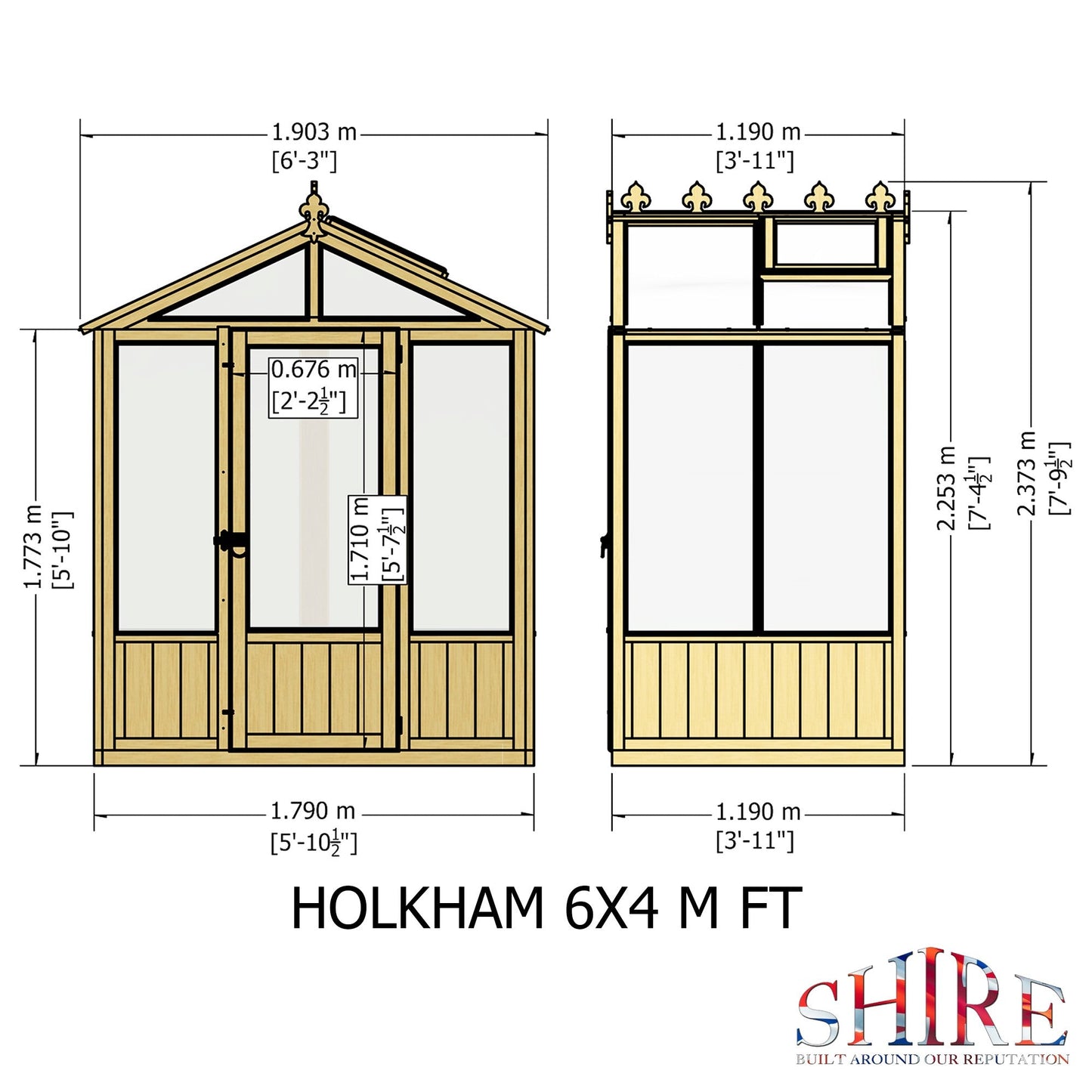 Shire Holkham 3' 10" x 6' 2" Apex Greenhouse - Classic Coated