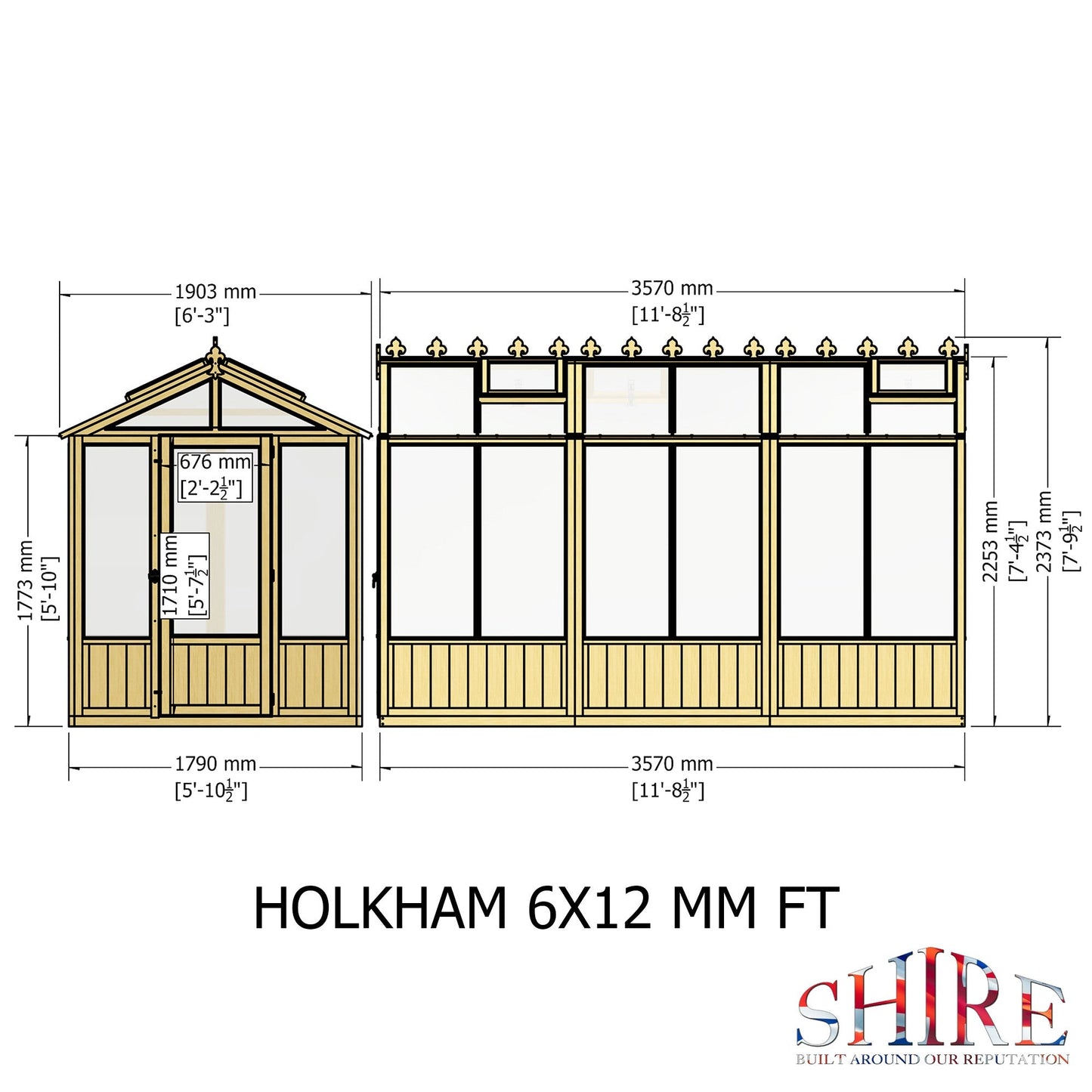 Shire Holkham 11' 8" x 6' 2" Apex Greenhouse - Premium Coated