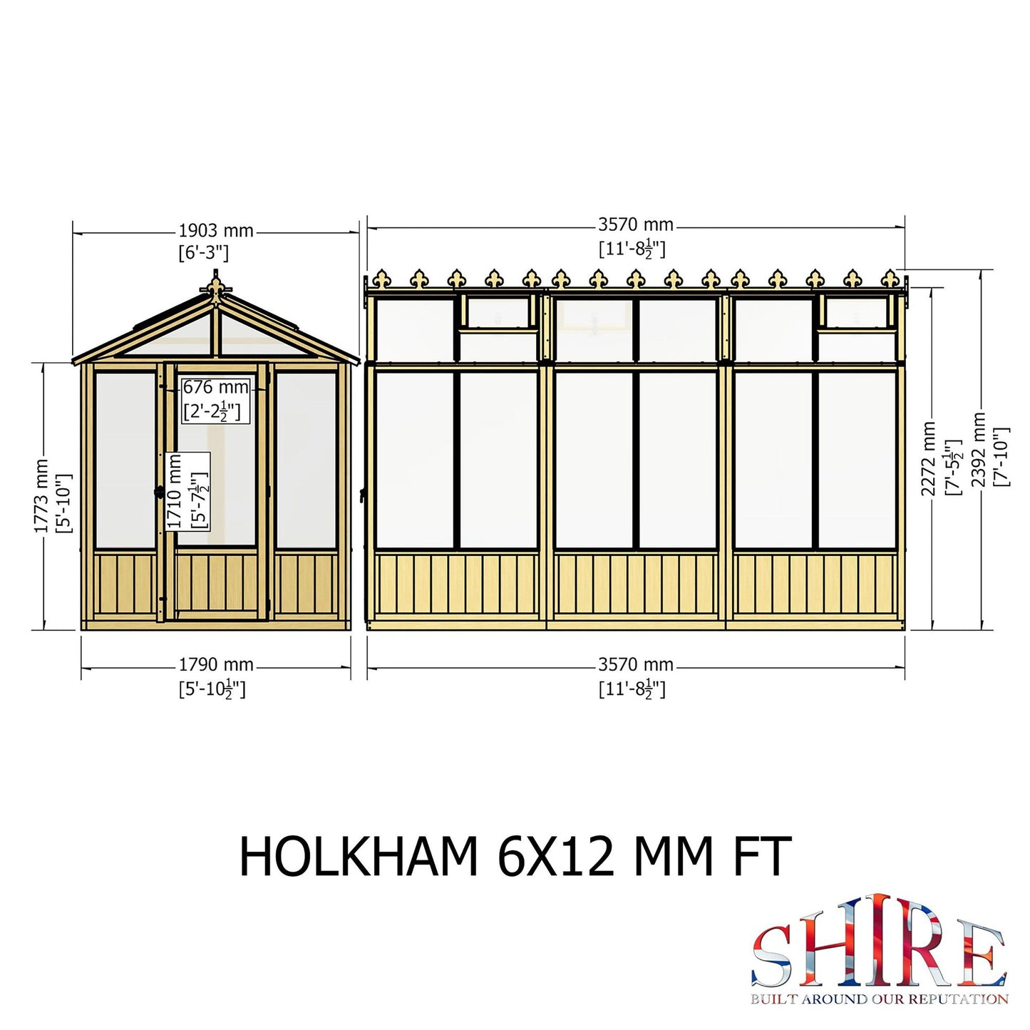 Shire Holkham 11' 8" x 6' 2" Apex Greenhouse - Premium Coated