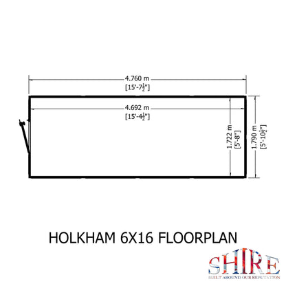 Shire Holkham 15' 7" x 6' 2" Apex Greenhouse - Premium Coated