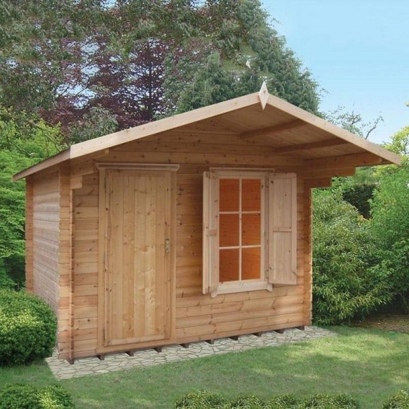 Shire Hopton 9' 9" x 7' 10" Apex Log Cabin - Premium 70mm Cladding Tongue & Groove