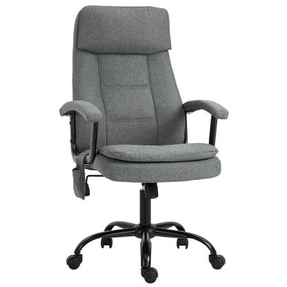 Vinsetto 2-Point Massage Office Chair Linen-Look Ergonomic Adjustable Height w/ 360° Swivel 5 Castor Wheels Rocking Comfortable Executive Seat Grey