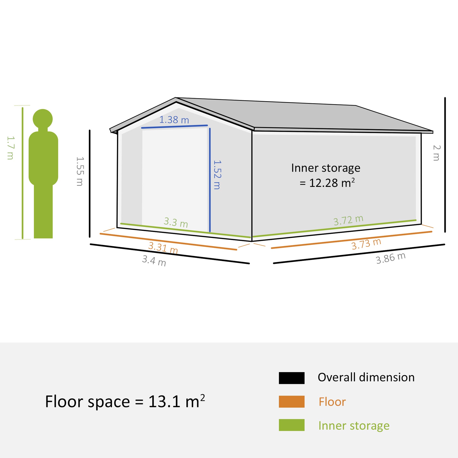 Galvanised 13 x 11' Sliding Double Door Apex Garden Shed With Ventilation Steel Light Brown by Steadfast