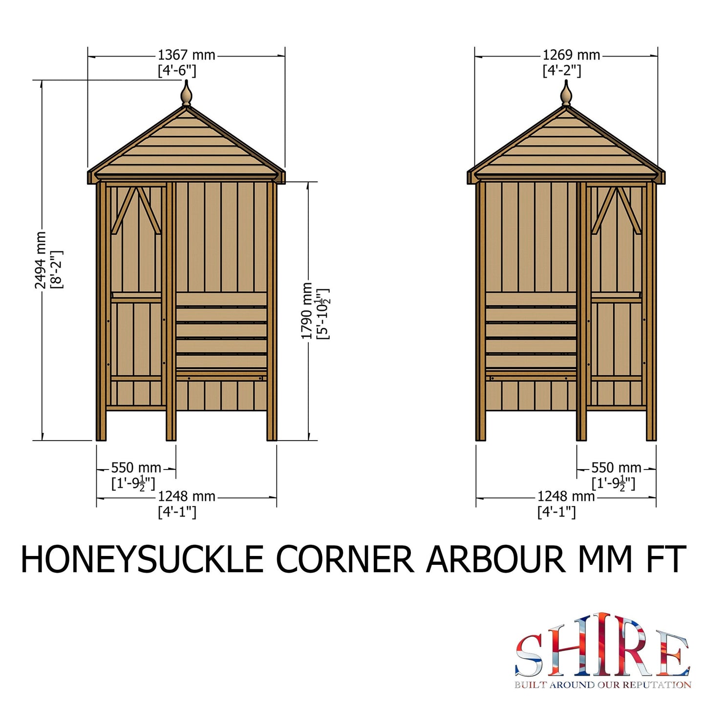 Shire Blue Honeysuckle Corner Garden Arbour 4' x 4'