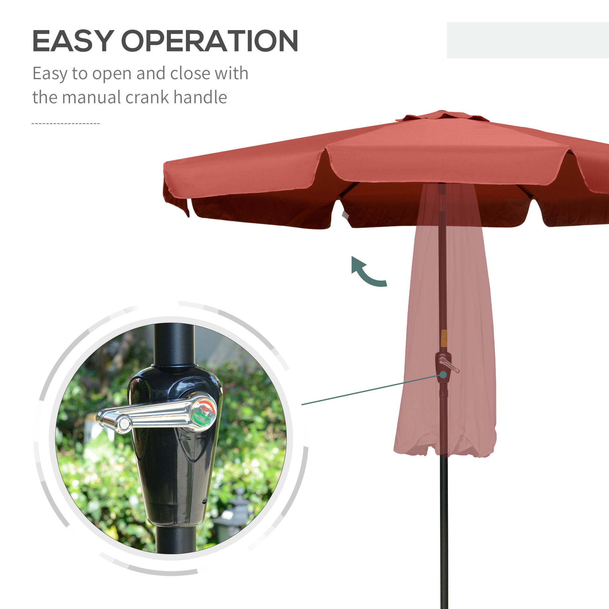 Outsunny 2.66m Patio Umbrella Garden Parasol Outdoor Sun Shade Table Umbrella with Ruffles