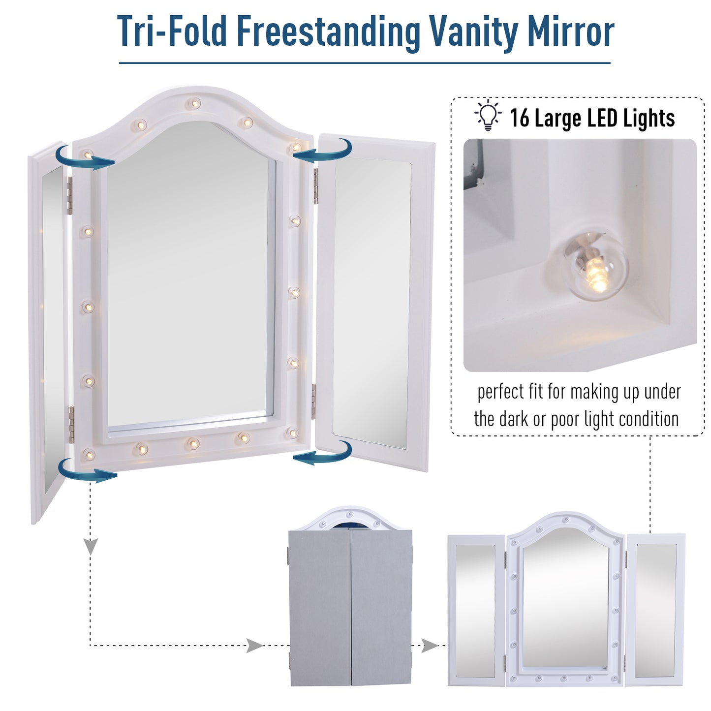 Homcom Trifold Freestanding Mirror