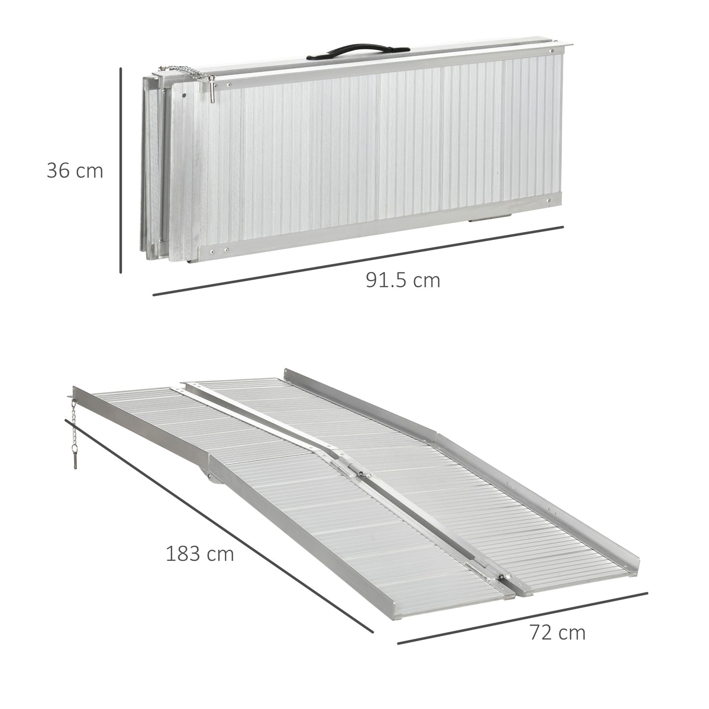 Homcom Textured Aluminum Folding Wheelchair Ramp